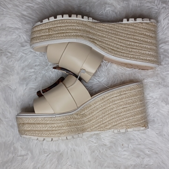 Sam Edelman Livi Cream Squared Open Toe Buckle Platform Wedge Sandals 9.5 - Picture 11 of 13